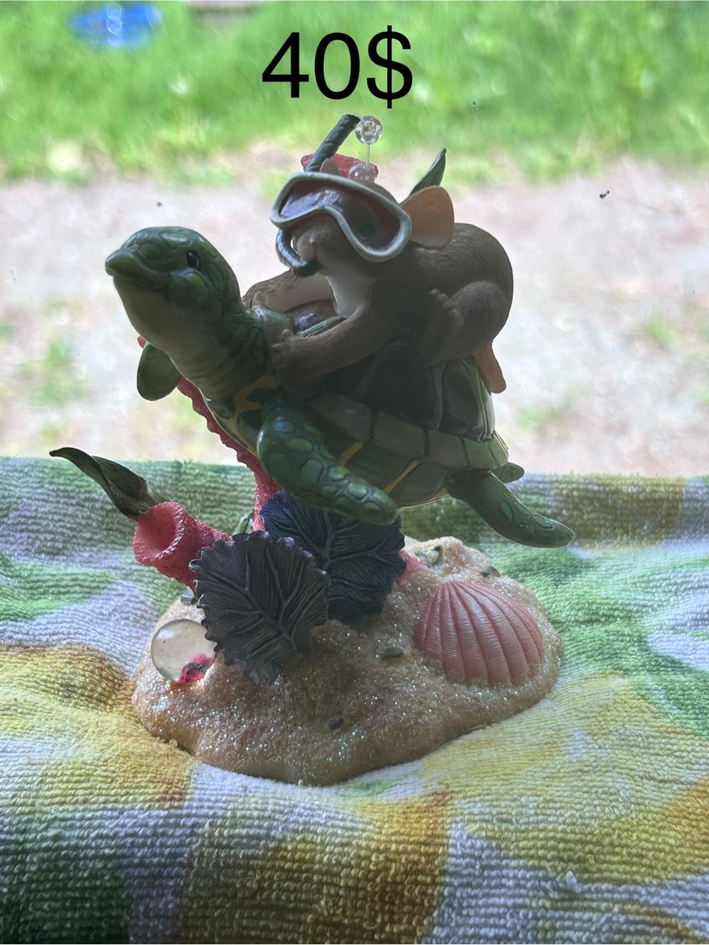 Charming tails Sea Turtle Figurine with Snorkeling mouse